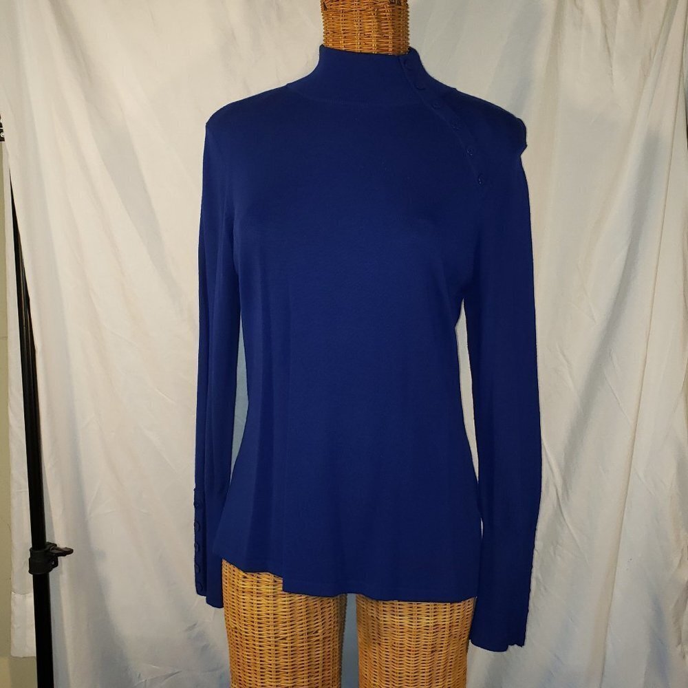 Ladies Vintage JANA Mock Turtleneck Sweater in Blue - L